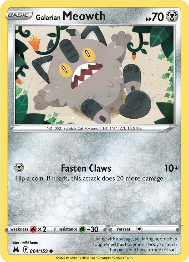 084/159 Galarian Meowth Normal - Crown Zenith (CRZ)