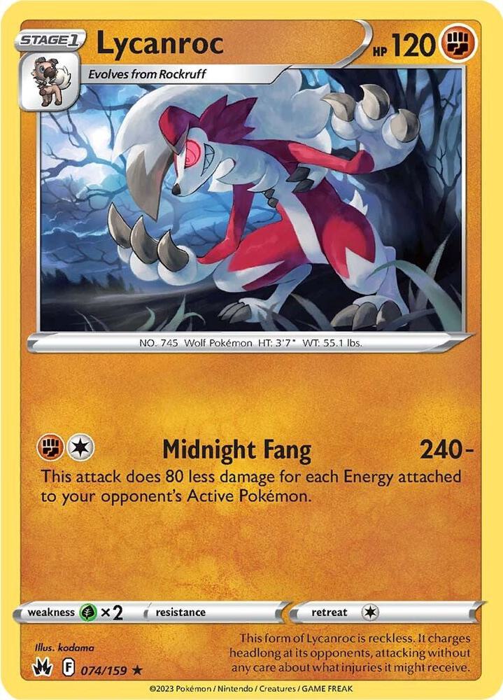 074/159 Lycanroc Normal - Crown Zenith (CRZ)