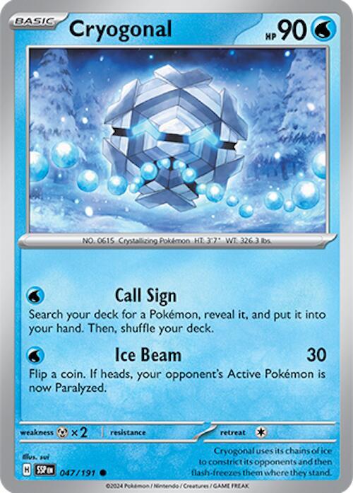 047/191 Cryogonal Reverse Holo - Surging Sparks (SV8)