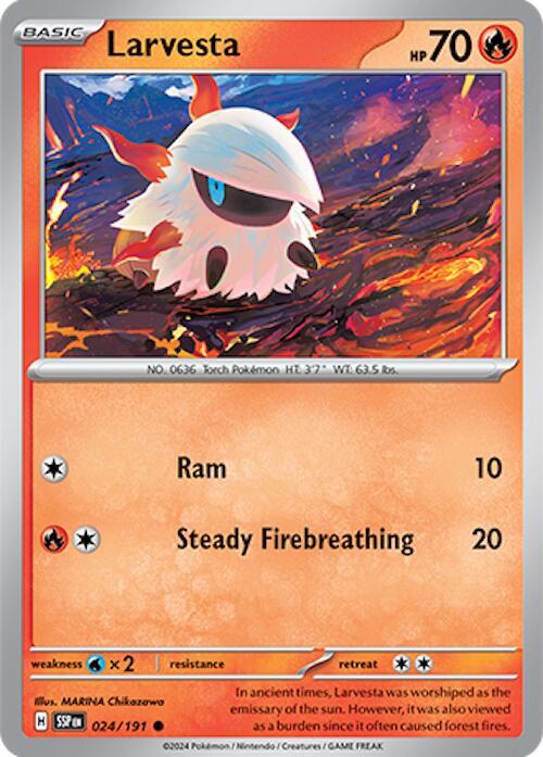 024/191 Larvesta Reverse Holo - Surging Sparks (SV8)