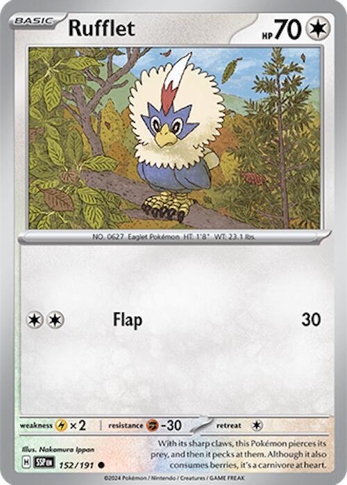 152/191 Rufflet Reverse Holo - Surging Sparks (SV8)