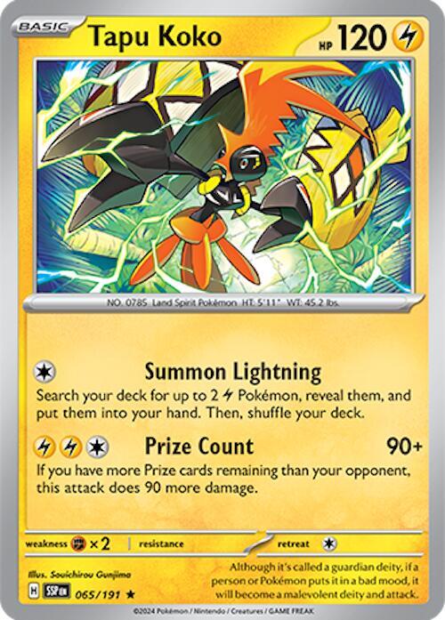 065/191 Tapu Koko Reverse Holo - Surging Sparks (SV8)