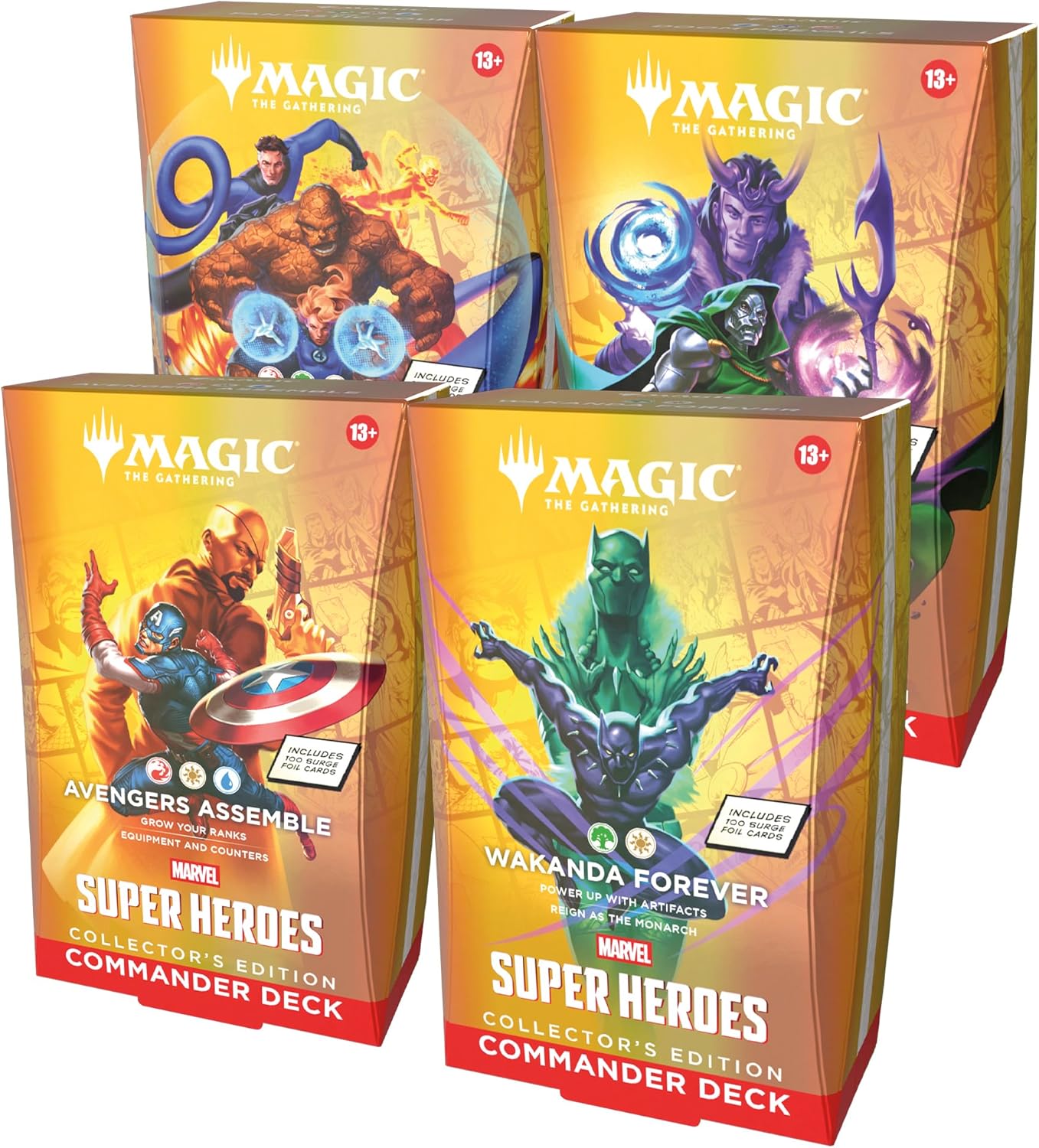 Marvel Super Heroes Commander Surge Foil Deck Bundle – Collector's Edition (Set of 4)