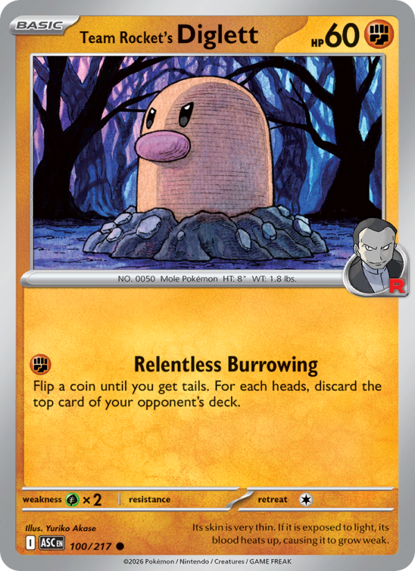 Team Rocket's Diglett (Energy Symbol Pattern) #100/217 | Ascended Heroes | Pokémon TCG