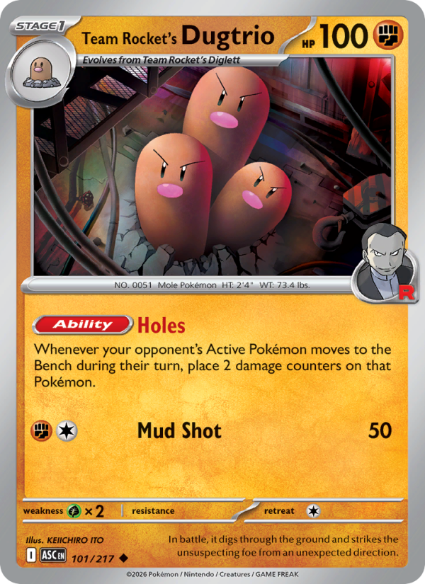 Team Rocket's Dugtrio (Energy Symbol Pattern) #101/217 | Ascended Heroes | Pokémon TCG