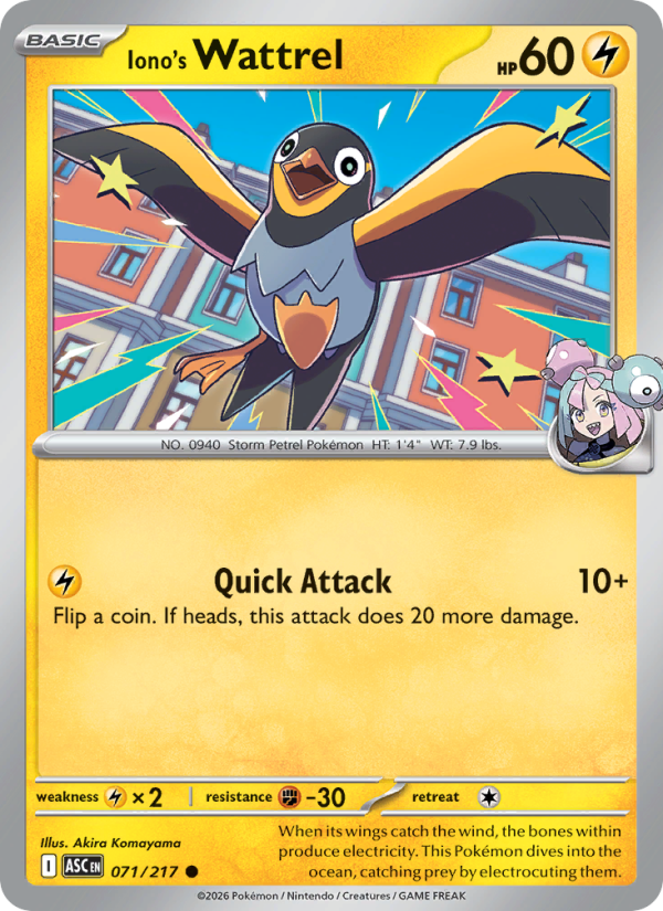 Iono's Wattrel (Poke Ball) #071/217 | Ascended Heroes | Pokémon TCG