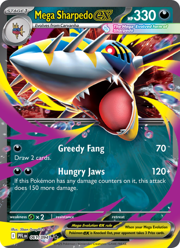 Mega Sharpedo ex #061/094 | Phantasmal Flames | Pokémon TCG