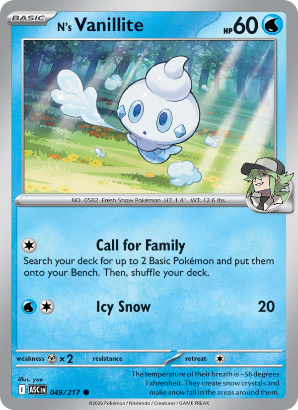 N's Vanillite (Energy Symbol Pattern) #049/217 | Ascended Heroes | Pokémon TCG