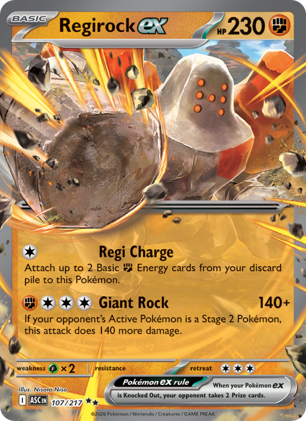 Regirock ex #107/217 | Ascended Heroes | Pokémon TCG
