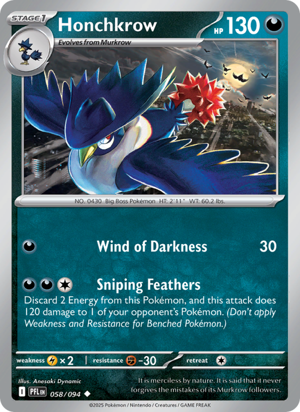 Honchkrow #058/094 | Phantasmal Flames | Pokémon TCG