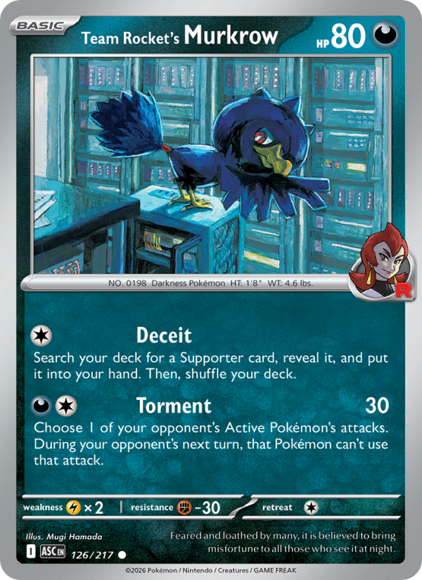 Team Rocket's Murkrow (Energy Symbol Pattern) #126/217 | Ascended Heroes | Pokémon TCG