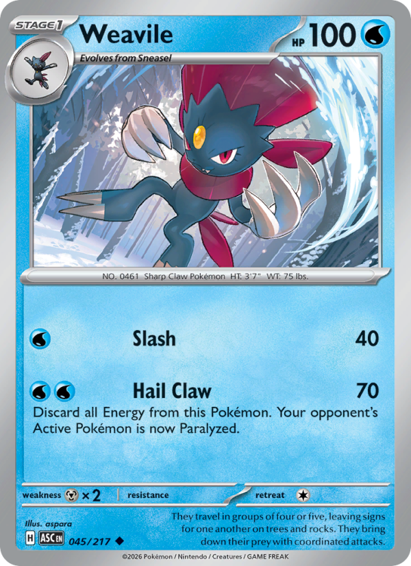 Weavile (Dusk Ball) #045/217 | Ascended Heroes | Pokémon TCG