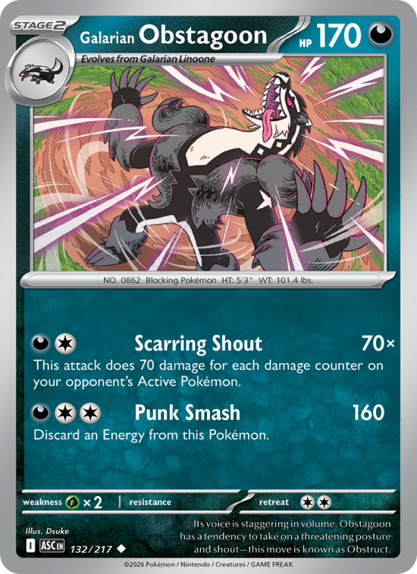 Galarian Obstagoon (Dusk Ball) #132/217 | Ascended Heroes | Pokémon TCG